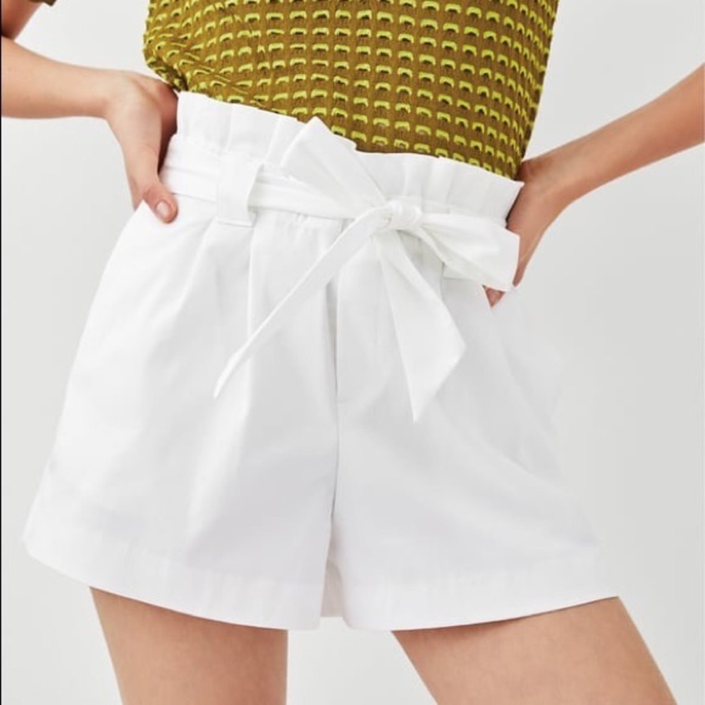 Zara white paper bag high waisted shorts